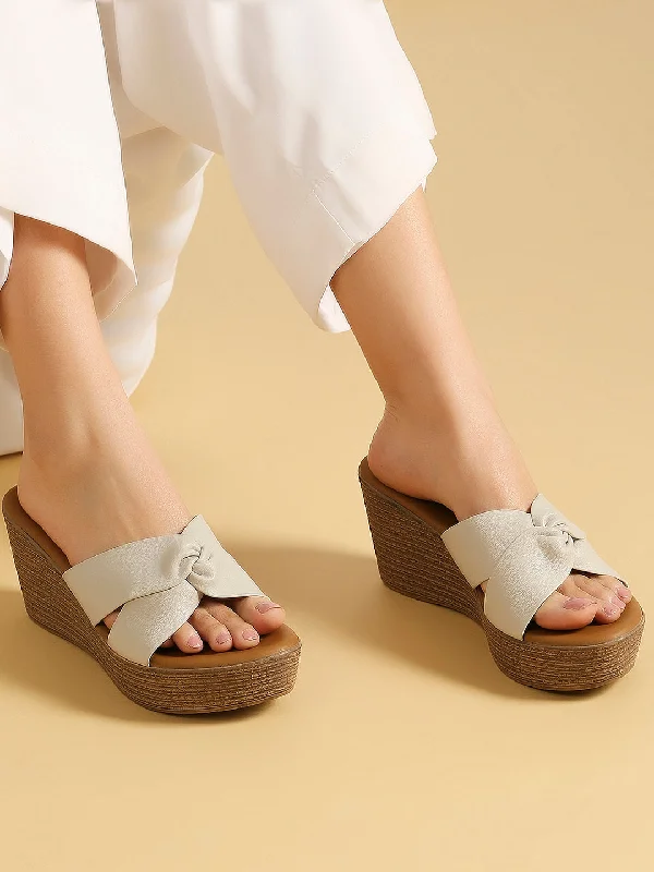 Women Grey Wedge Sandals