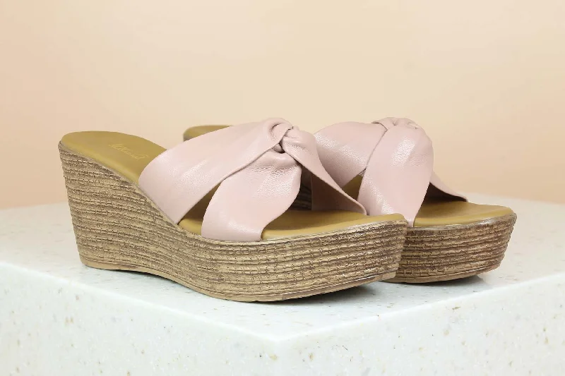 Women Peach Wedge Sandals