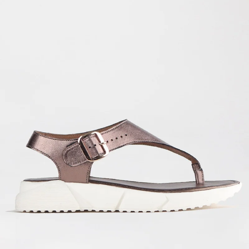 Thong Sandal in Lead Metallic - 12709