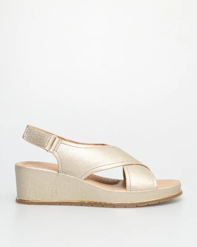 Tomaz NN325 Ladies Double Cross Strap Sandal (Gold)