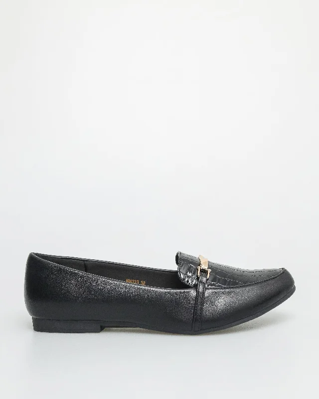 Tomaz NN333 Ladies Gold Chain Flats (Black)