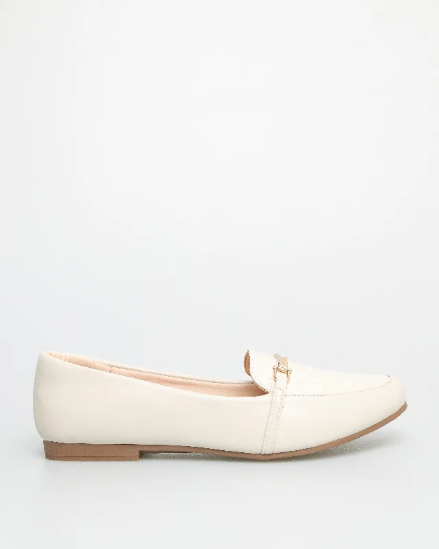 Tomaz NN333 Ladies Gold Chain Flats (Cream)