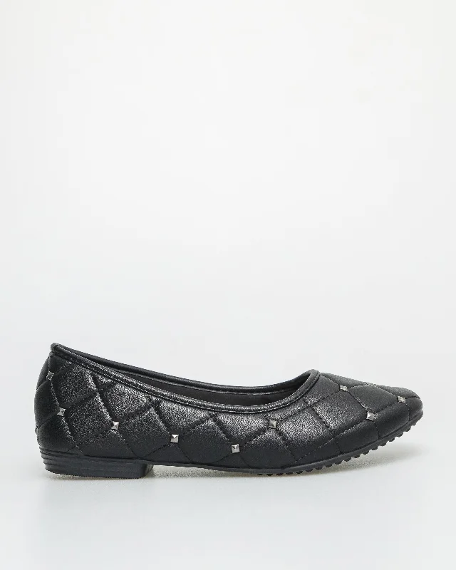 Tomaz NN336 Ladies Quilted Flats (Black)