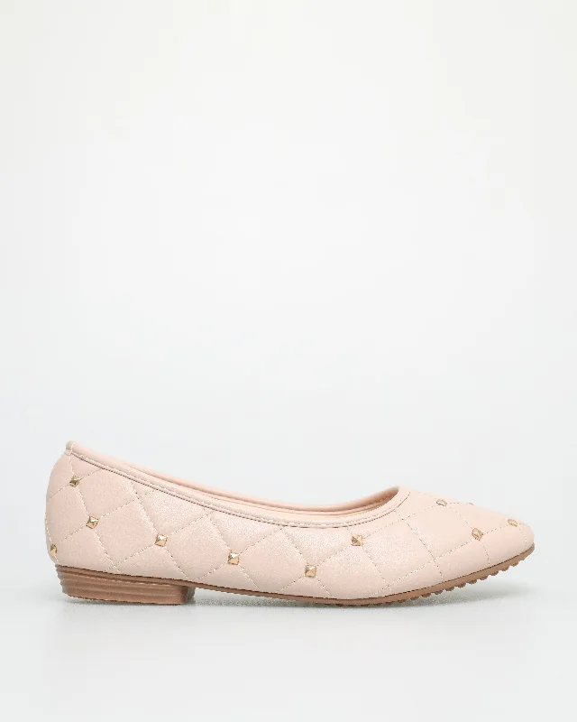 Tomaz NN336 Ladies Quilted Flats (Nude)