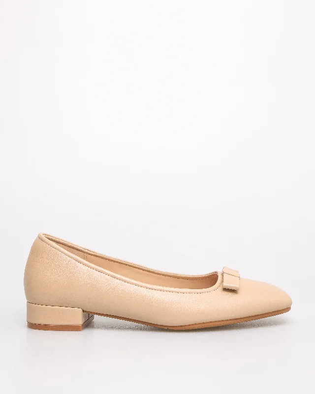 Tomaz YX198 Ladies Folded Ribbon Flats (Beige)