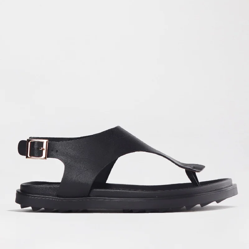 Women's Thong Flat Sandal in Black - 12692