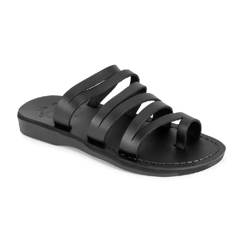 Zoey - Leather Cross Strap Sandal | Black