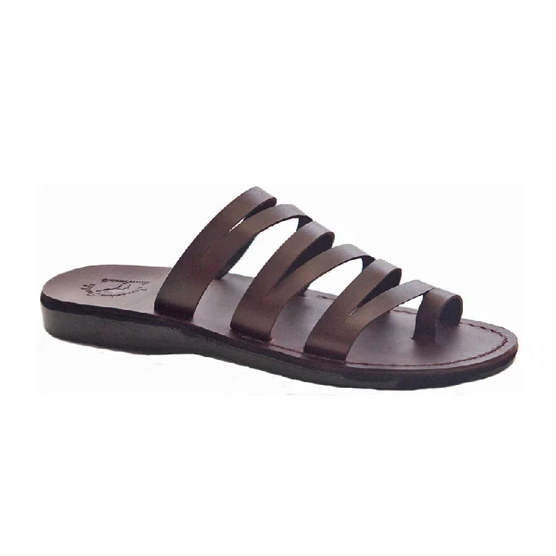 Zoey - Leather Cross Strap Sandal | Brown