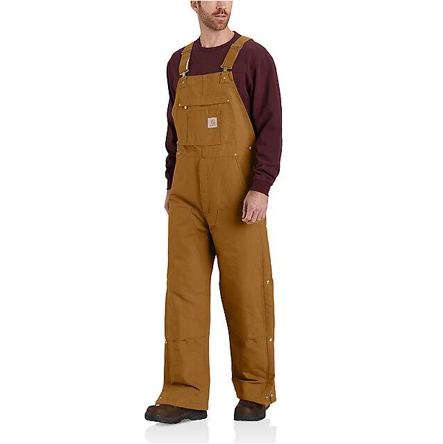 Loose Fit Firm Duck Insulated Bib Overall - 2 Warmer Rating - Brown