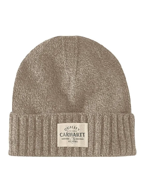 Wool Knit Quality Patch Beanie - Flaxseed/Oat Milk Marl