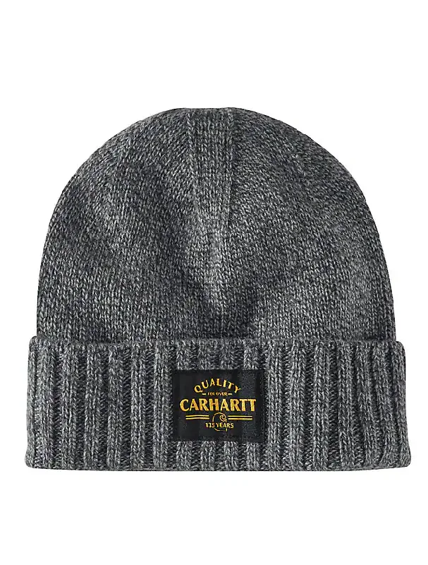 Wool Knit Quality Patch Beanie - Shadow/Weather Ash Marl