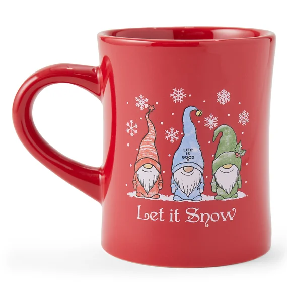 Let it Snow Gnomes Diner Mug - Positive Red