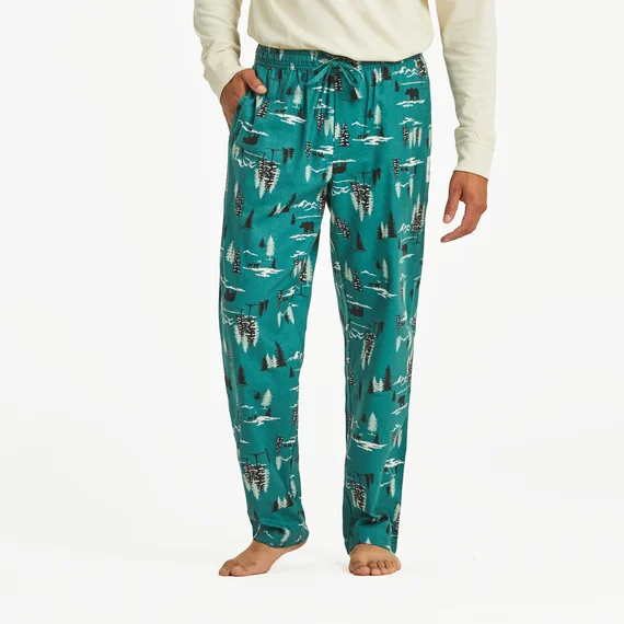 Men's Winter Woodland Pattern Classic Sleep Pant - Spruce Green