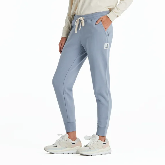 Women's Solid Simiply True Fleece Jogger - Stone Blue