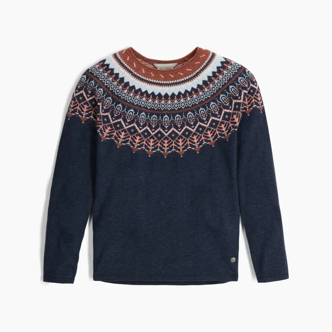 Women's Fairisle Crew - Deep Blue Mariposa