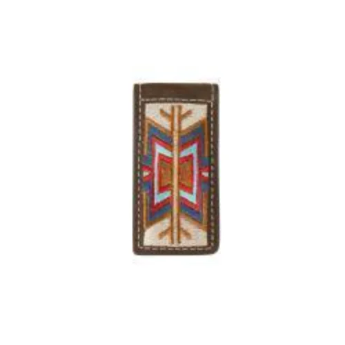 3D Magnetic Money Clip with Aztec Embroidered Inlay