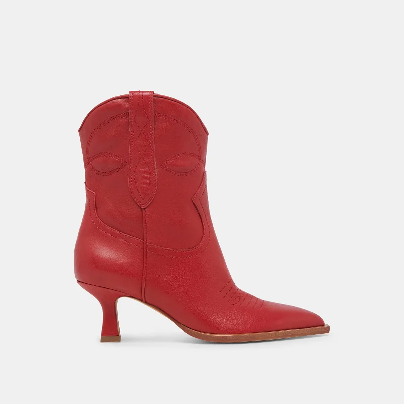 ANGEL BOOTIES RED LEATHER