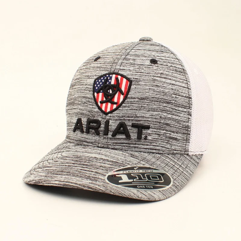 Ariat Grey USA Flag Flexfit 110 Ballcap