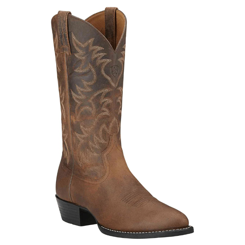 Ariat Heritage R Toe Western Boot Brown DIstressed