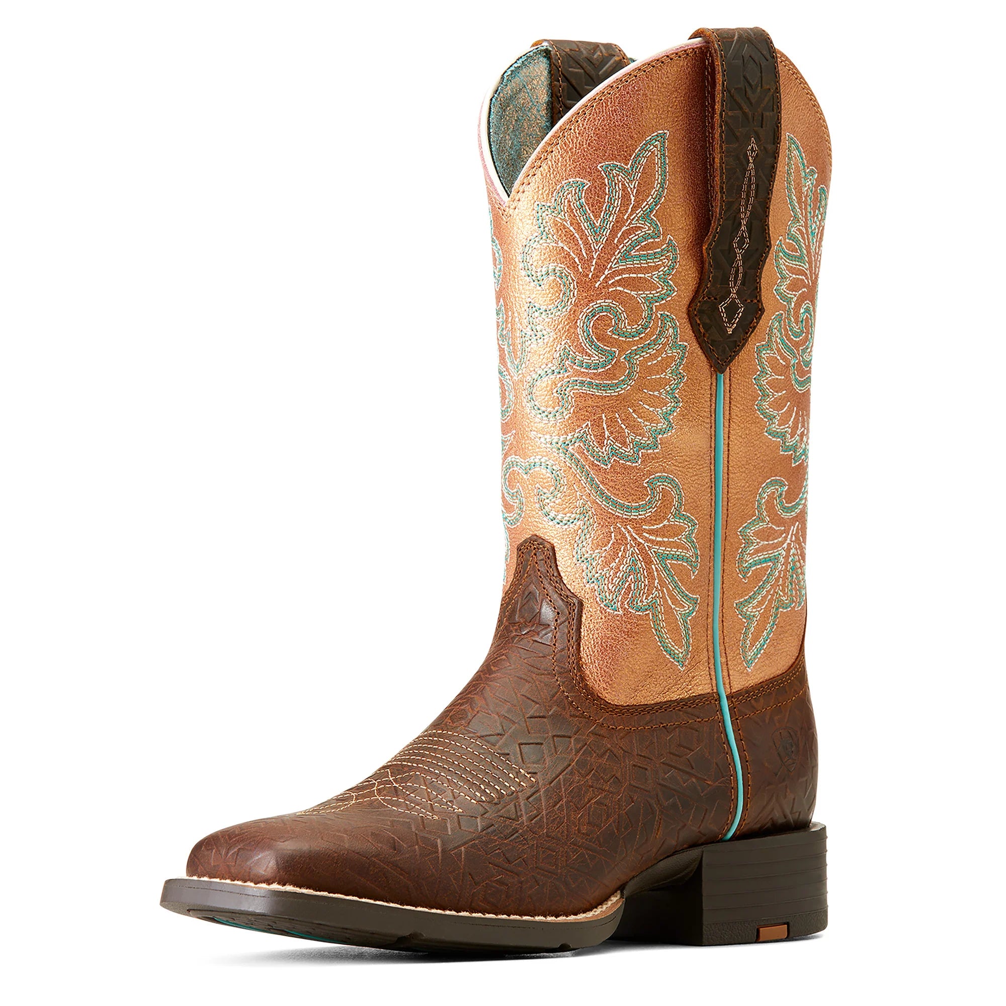 Ariat Ladies Round Up Toasted Blanket Emboss Square Toe Western Boots 10047039