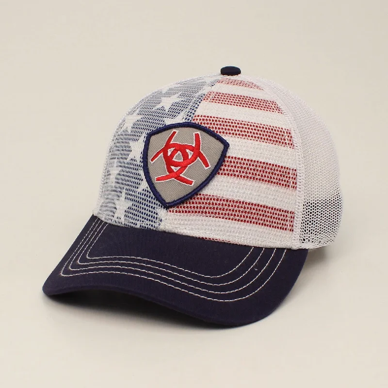 Ariat USA Flag Print Ballcap with Mesh Overlay