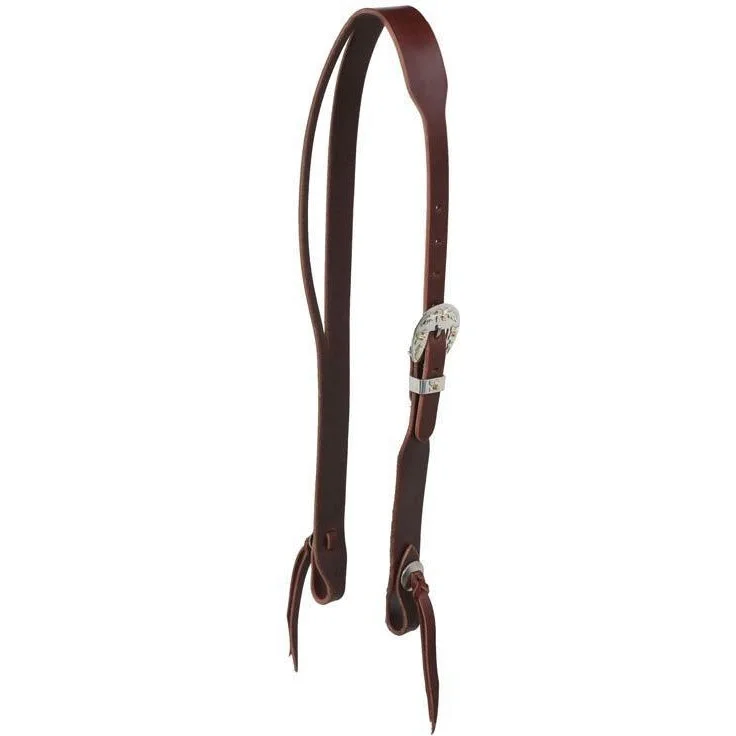 Berlin Custom Leather Latigo Split Ear Headstall with Floral Buckle