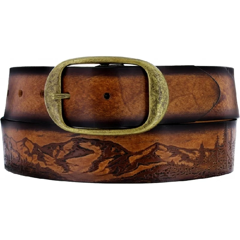 Brighton Natural/Brown Eagle/Sun Etched Belt for Men