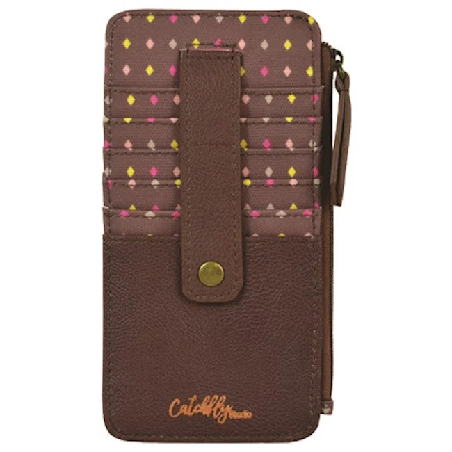 CatchFly Brown Diamond Print Card Wallet