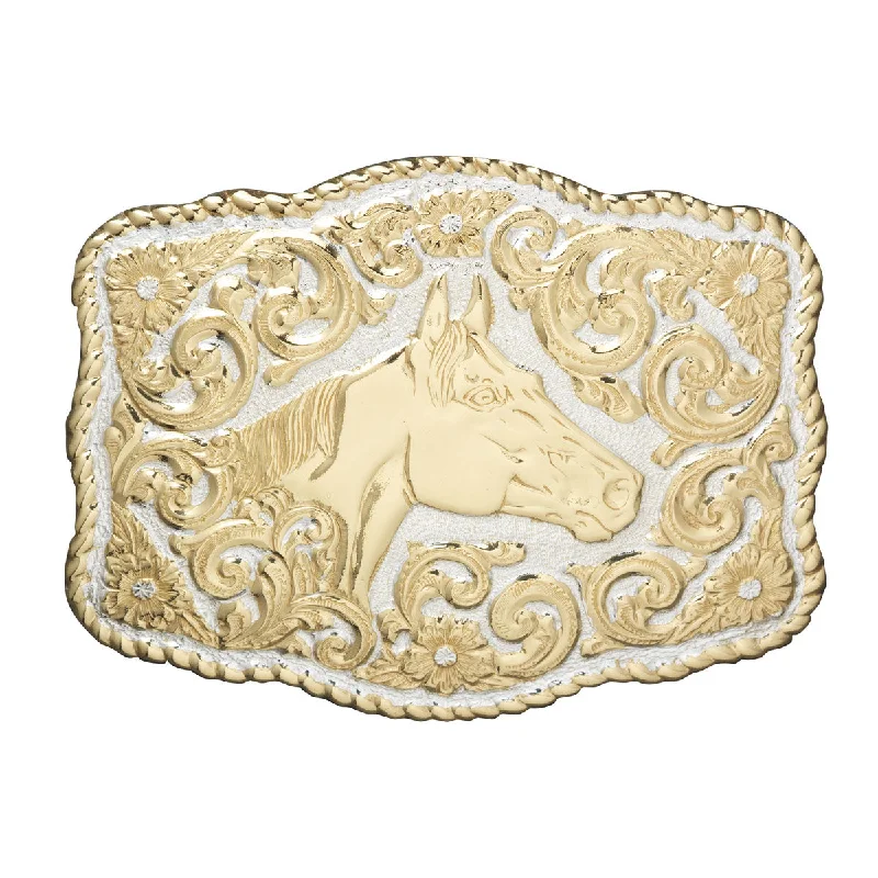 Crumrine Quarter Horse Head Rectangle Buckle