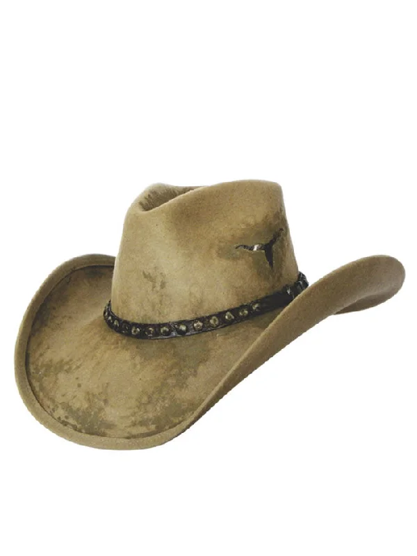 Dallas Hats FORT WORTH Tan Wool Felt Hat Dark Tan