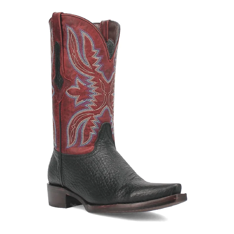 Dingo Black/Red Rio Lobo Snip Toe Western Boots for Men