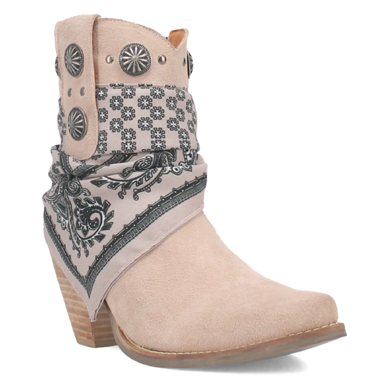 Women's Dingo Sand Bandida Zipper J-Toe Bootie with Bandana Accent