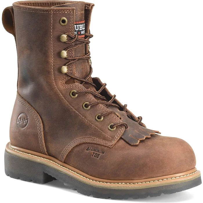 Double H Men's Dark Brown Dice 8" Round Alloy Safety Toe Lacer Work Boot