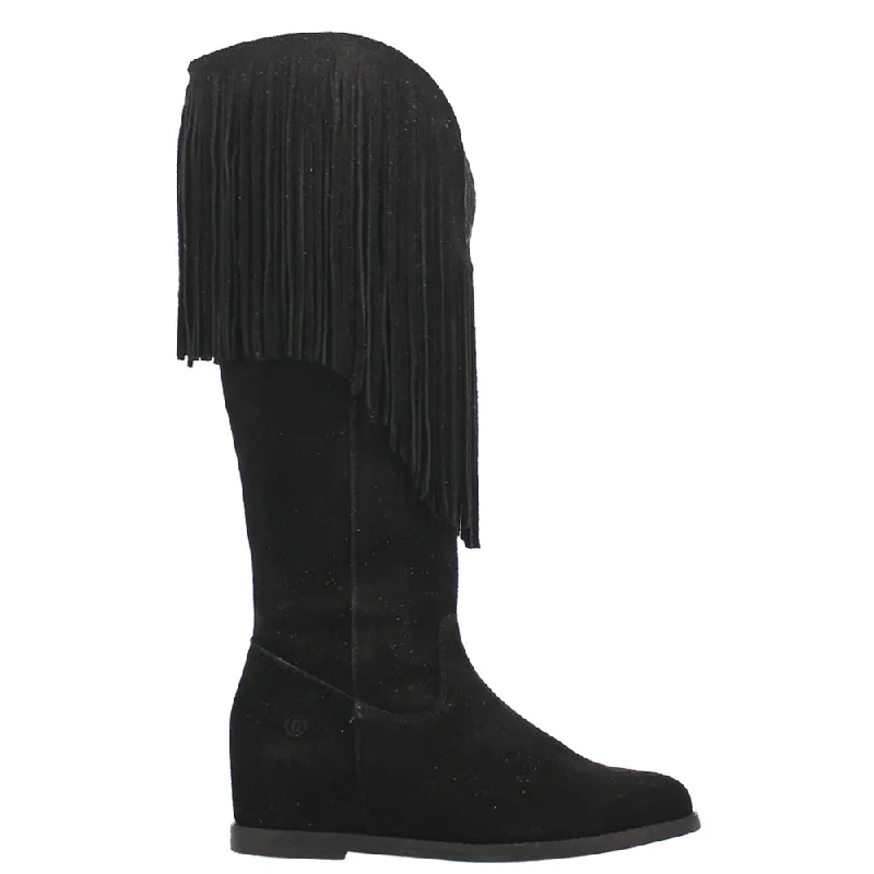 Hassie Fringe Round Toe Wedge Pull On Boots