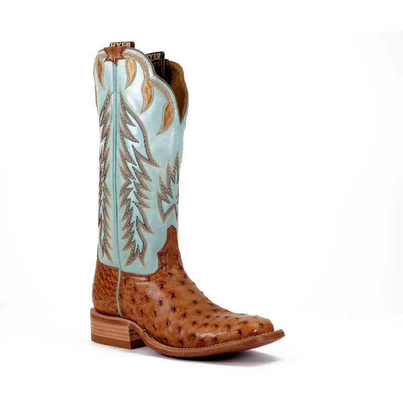 Hyer Ladies Harper Brandy Full Quill Ostrich Broad Square Toe Western Boots