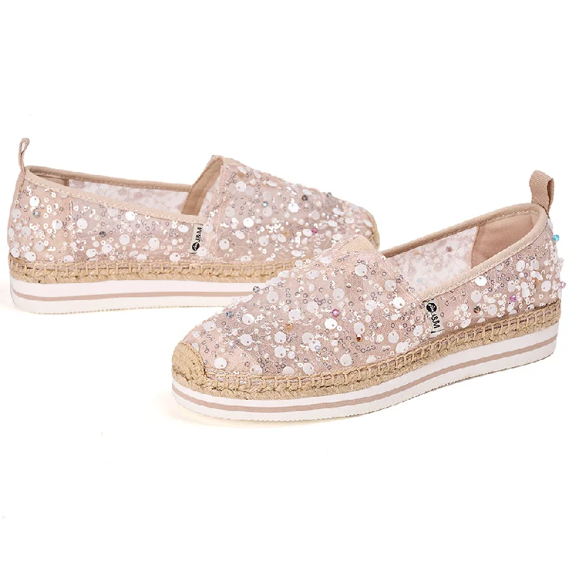 Handmade Women’s Slip-On Espadrille Sequins Mesh Loafers-51555W