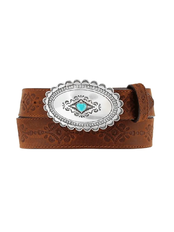 Justin C21369 Womens Navajo Heart Leather Belt Aged Bark