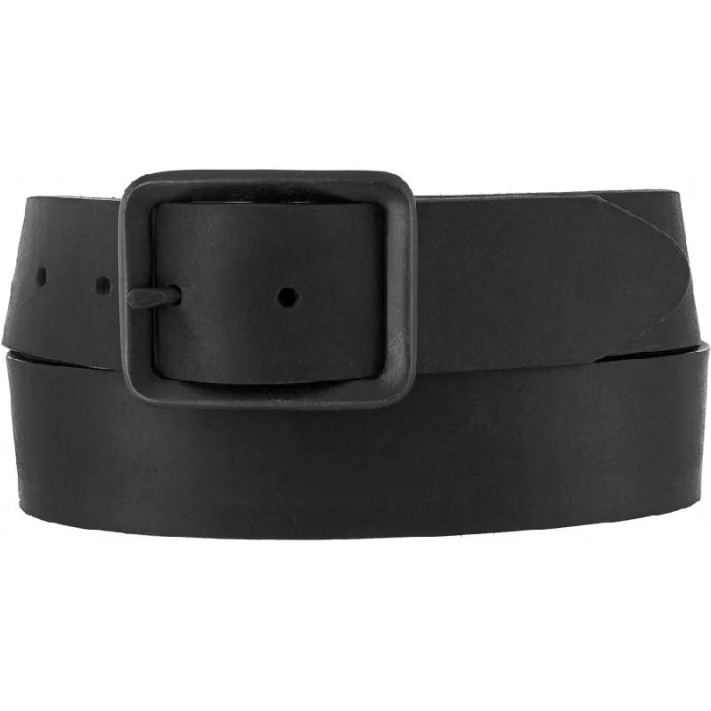 Justin Men's Black Buckskin Leather Belt with Black Buckle