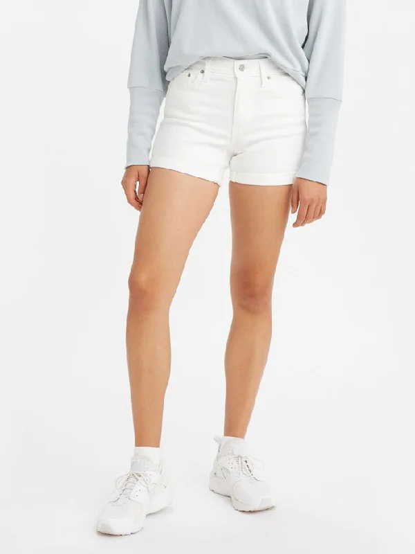 Levi's 299650067 Womens Mid Length Denim Shorts Chalk White