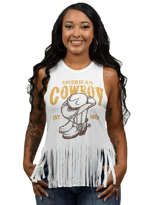 Liberty Wear 7501 Womens American Cowboy Tank Ivory