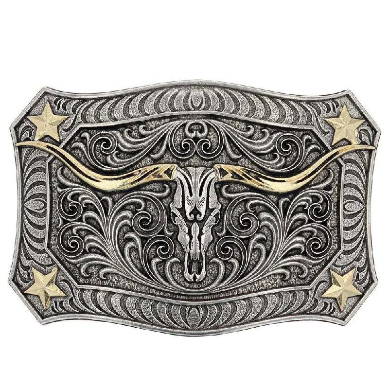 Montana Silversmiths Longhorn Crest Filigree Attitude Buckle