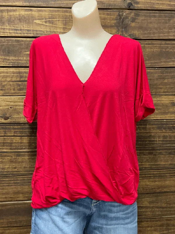 Panhandle WLWT21R1V9 Ladies Solid Surplice Foldover Top Red