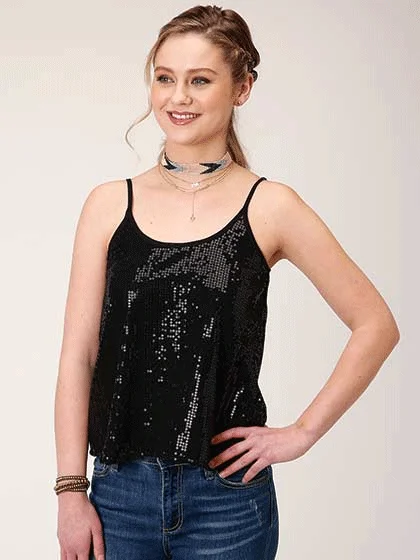 Roper 03-052-0565-0145 Womens Sleeveless Sequin Camisole Black