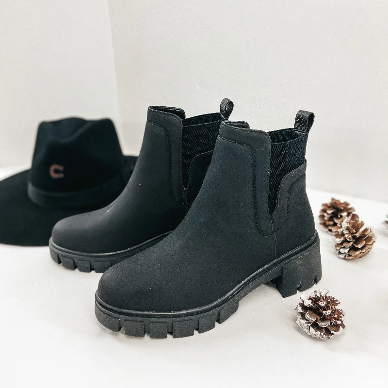 Season Premiere Slip On Chunky Heel Booties in Black