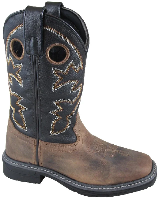 Smoky Mountain Boots Brown/Black Stampede Square Toe Boots for Youth