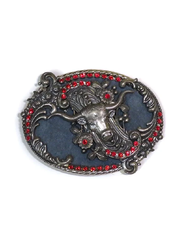 Spec Cast 30334 Antique Floral Longhorn Belt Buckle