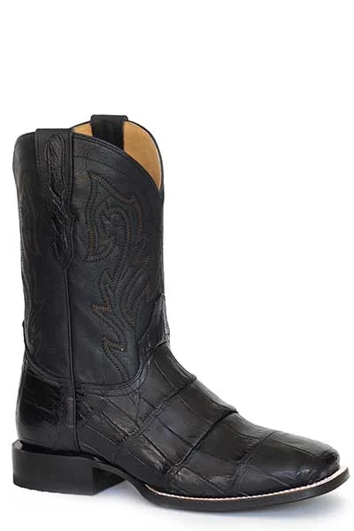 Stetson Men's Black Alligator Broad Square Toe Boots by Roper Footwear