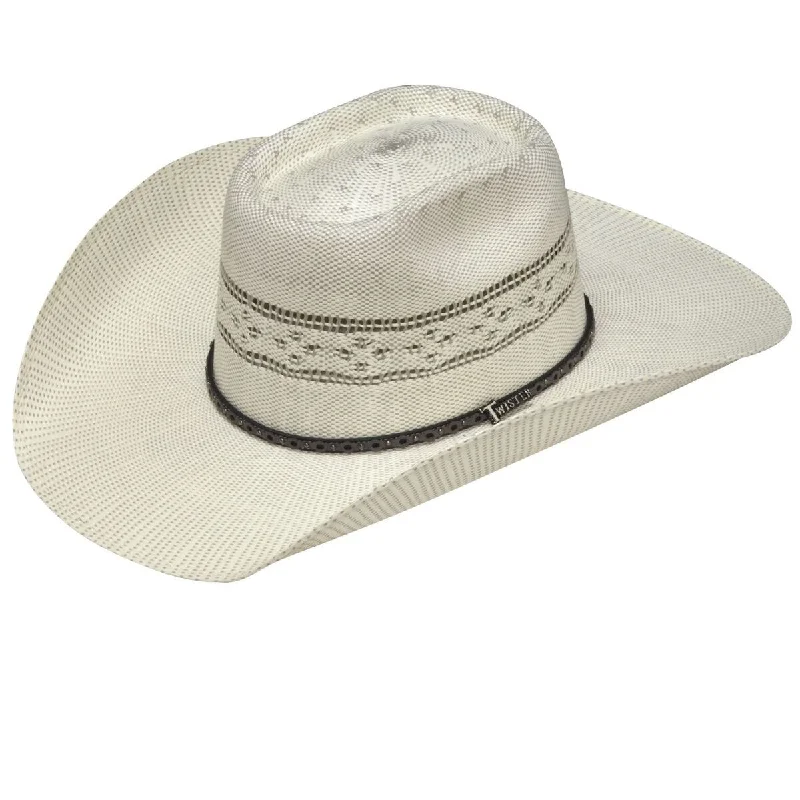 Twister Ivory & Grey Bangora Western Straw Hat