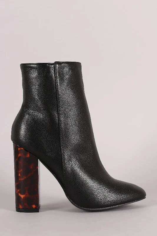 Tortoise Shell Chunky Heel Ankle Boots