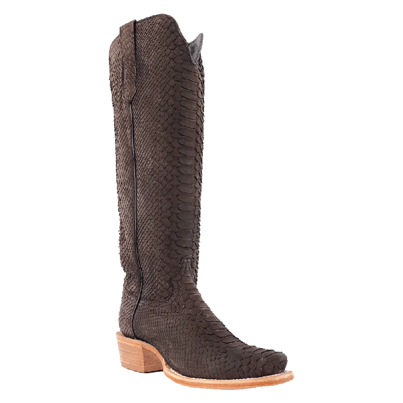 WOMEN'S R. WATSON RWL7216 17″ Chocolate Nubuck Python BOOTS